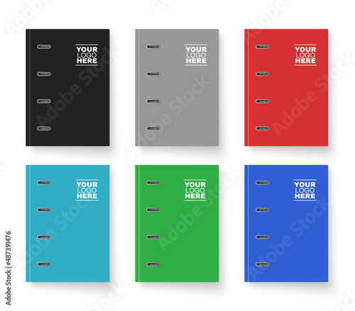 Realistic Colored Office Binders
