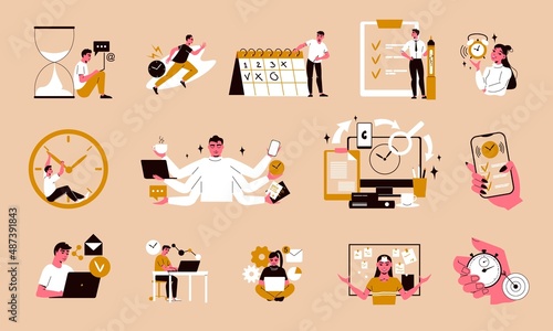 Time Management Color Icons