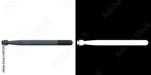 Tableau sur toile 3D rendering illustration of a torpedo weapon