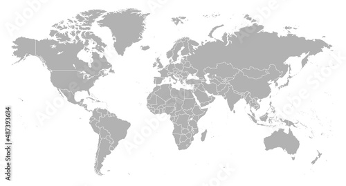 Szczegółowa mapa świata z granicami państw. Mapa świata na białym tle. Na białym tle. Ilustracja wektorowa