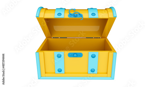 Fotografía A cartoon chest toy in saturated colors of yellow and blue with an open lid