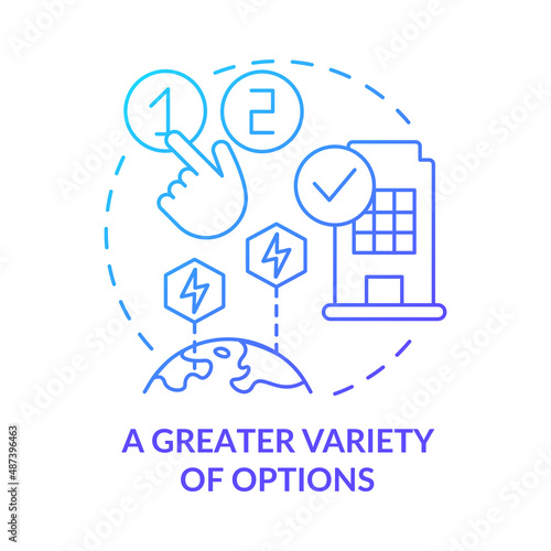 Greater variety of options blue gradient concept icon. Customer service. Choose best plan. PPA pros abstract idea thin line illustration. Isolated outline drawing. Myriad Pro-Bold fonts used