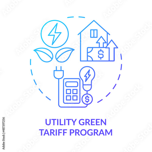 Utility Green Tariff program blue gradient concept icon. Sustainable energy sell. Type of PPA abstract idea thin line illustration. Isolated outline drawing. Myriad Pro-Bold fonts used