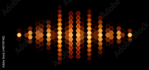 Audio or music shiny sound waveform with hexagonal filter