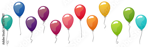 colored flying balloons collection