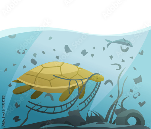 Turtle Muddy Water Composition