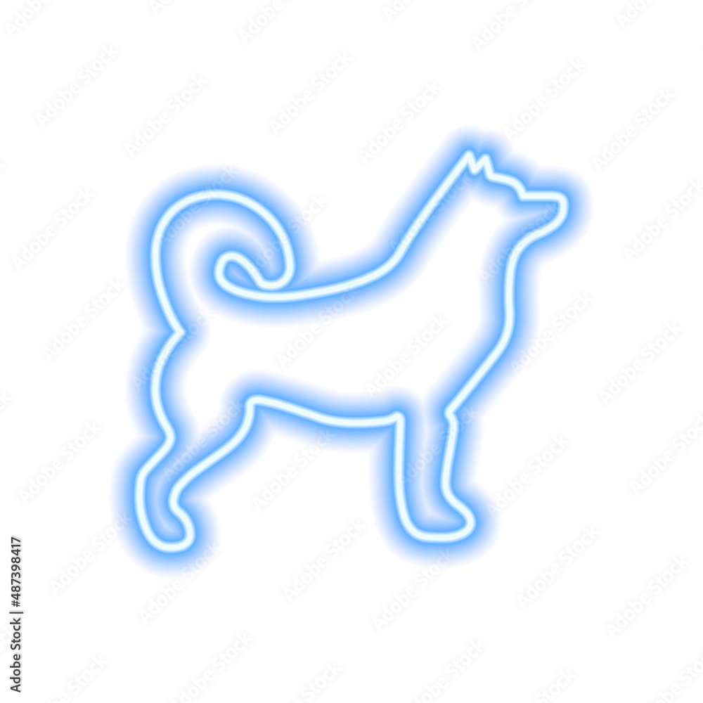 Blue neon icon husky isolated on white