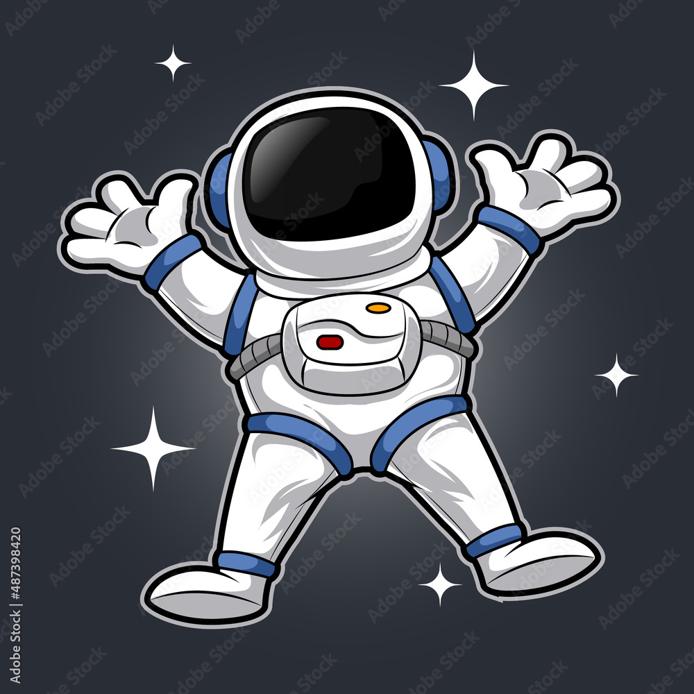 spaceman hovering in the sky mascot illustration spaceman hovering in the sky mascot illustration