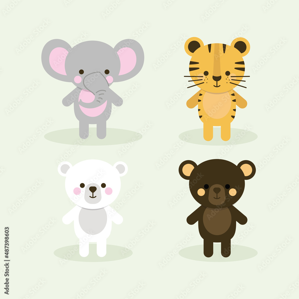 set little cute animals set little cute animals