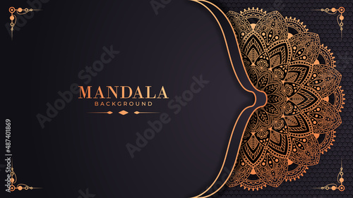 Luxury ornamental mandala design background in gold color. Abstract gold luxury pattern background