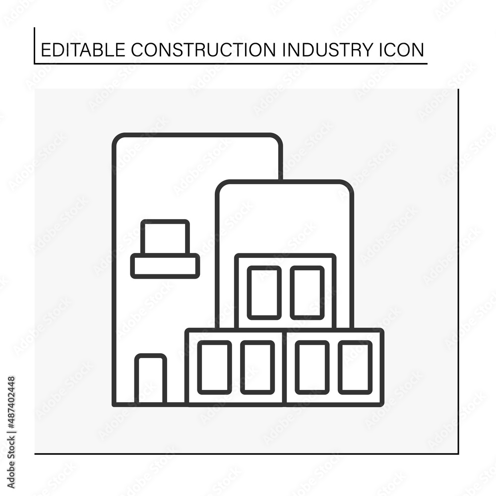 Cinder block line icon. Lightweight building brick. Breeze block.Construction industry concept. Isolated vector illustration. Editable stroke Cinder block line icon. Lightweight building brick. Breeze block.Construction industry concept. Isolated vector illustration. Editable stroke