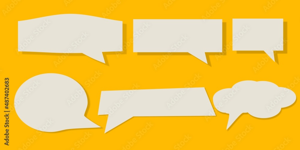 Speech bubbles on a bright yellow background. A place for text, letters or products. Speech bubbles on a bright yellow background. A place for text, letters or products.