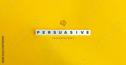 Картината върху платно Persuasive Technology Banner and Brain Icon