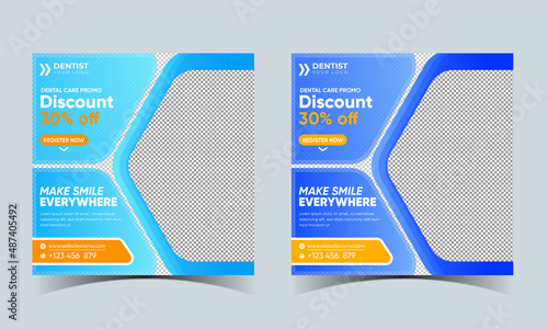 Dentist and dental care social media post template fully editable