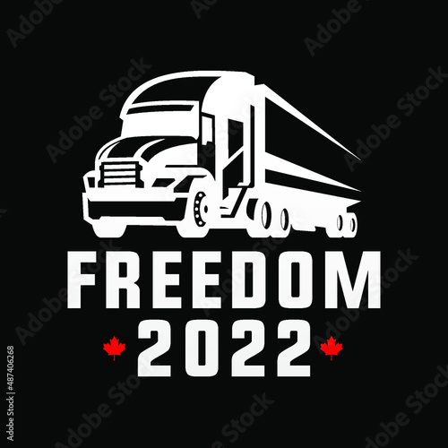 Freedom convoy canada 2022, fight for freedom, end all mandates canadian truckers convoy modernc reative banner sign, design concept, social media post with truck icon on a red canadian background 