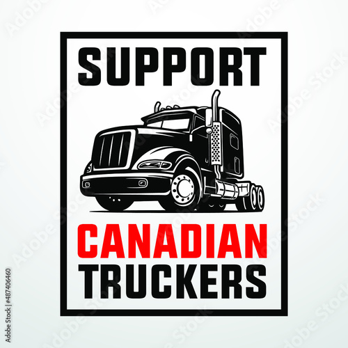 Freedom convoy canada 2022, fight for freedom, end all mandates canadian truckers convoy modernc reative banner sign, design concept, social media post with truck icon on a red canadian background 