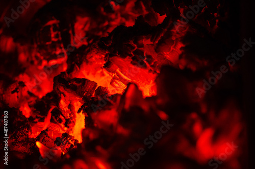 Close up of fire in the fireplace