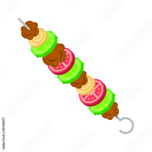 Abstract Flat Fast Food Barbecue Shashlik Meal Background Vector Design Style Cooking, Breakfast