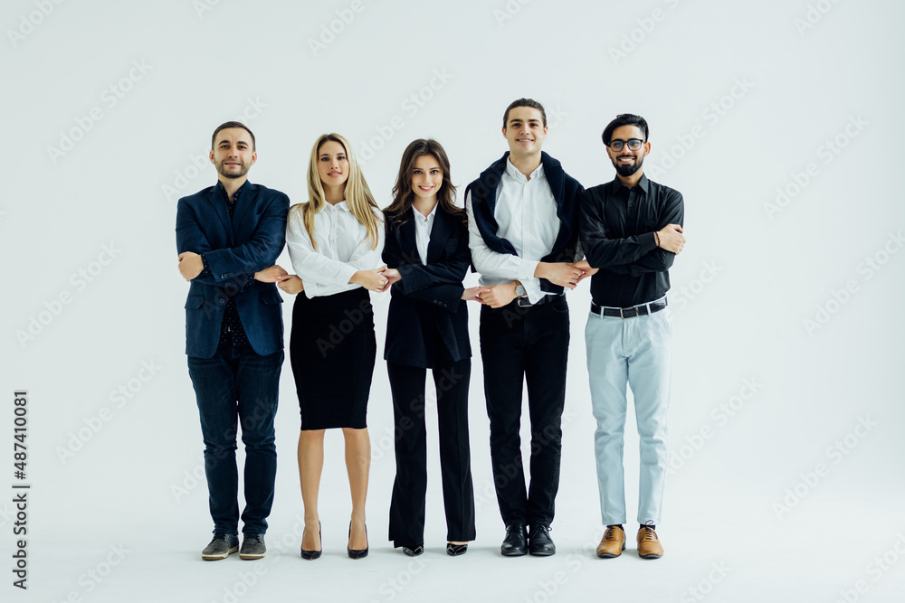 Obraz premium Group of smiling business people isolated over white background