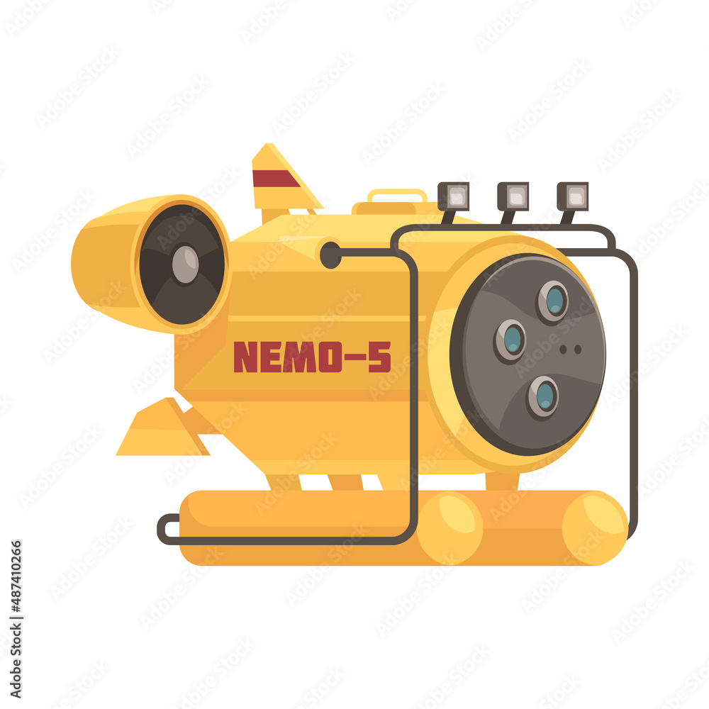 Fototapeta premium Ocean Diving Bathyscaphe Composition