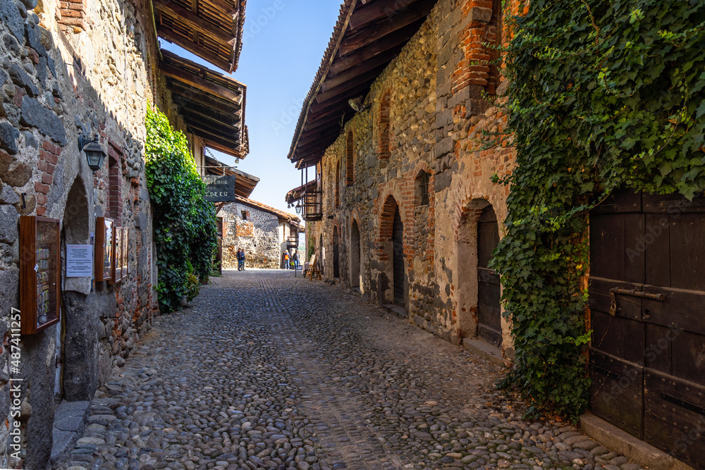 The medieval village Ricetto di Candelo is popular tourist destination in Piedmont region, Italy