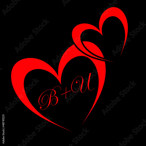 BU,B  U creative letter logo designwith love shape,B+U letter logo design. photo