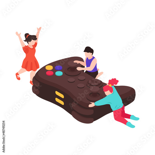 Gamepad Addiction Isometric Composition