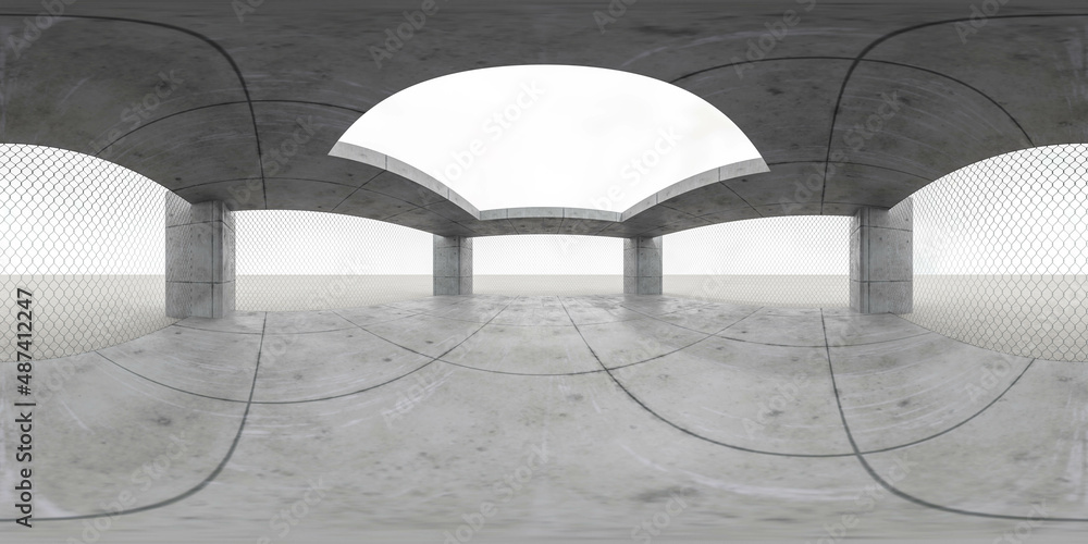 360 degree full panorama environment map of abstract open concrete ...
