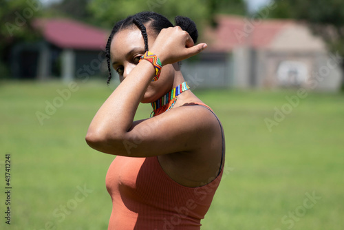 African Women Showing Her bracelet