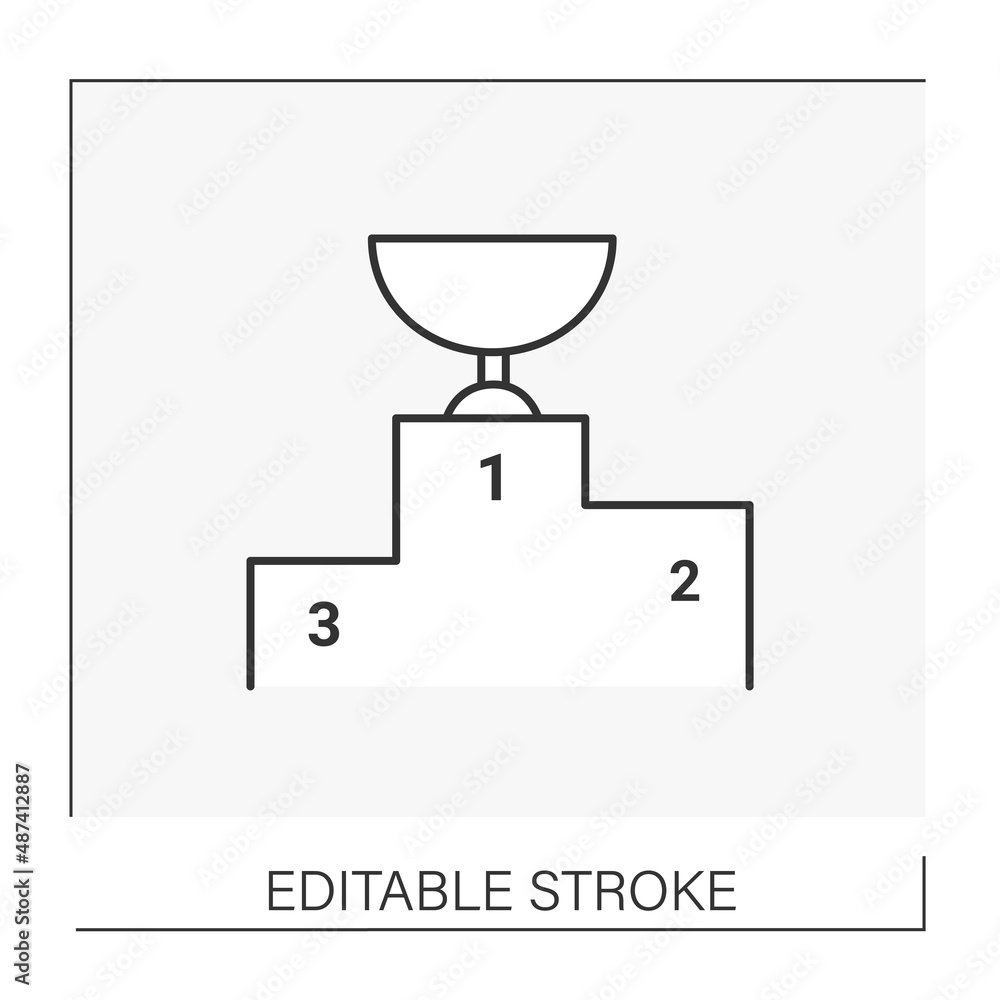 Award line icon. First place for the project. Winning the golden cup. Reward. Business concept. Isolated vector illustration. Editable stroke Award line icon. First place for the project. Winning the golden cup. Reward. Business concept. Isolated vector illustration. Editable stroke