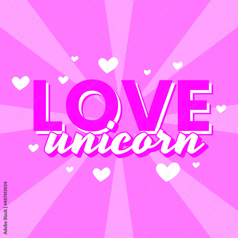 Love Unicorn Fairy Girls Background Design Vector