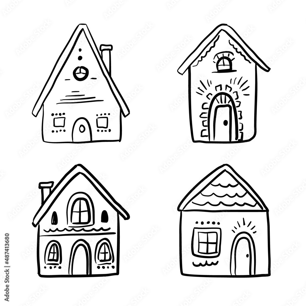 Vector illustration, small houses set, isolated on a white background. Vector illustration, small houses set, isolated on a white background.