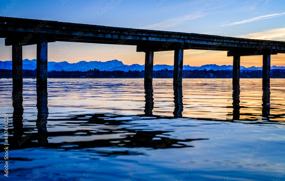 old wooden jetty at a lake