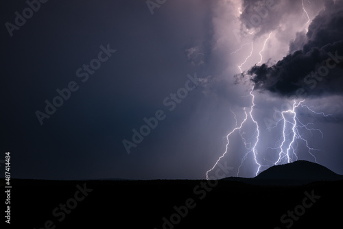 Powerful lightning storm and dark sky