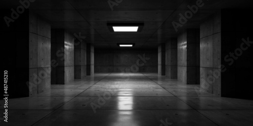Photo dark concrete basement garage background 3d render illustration