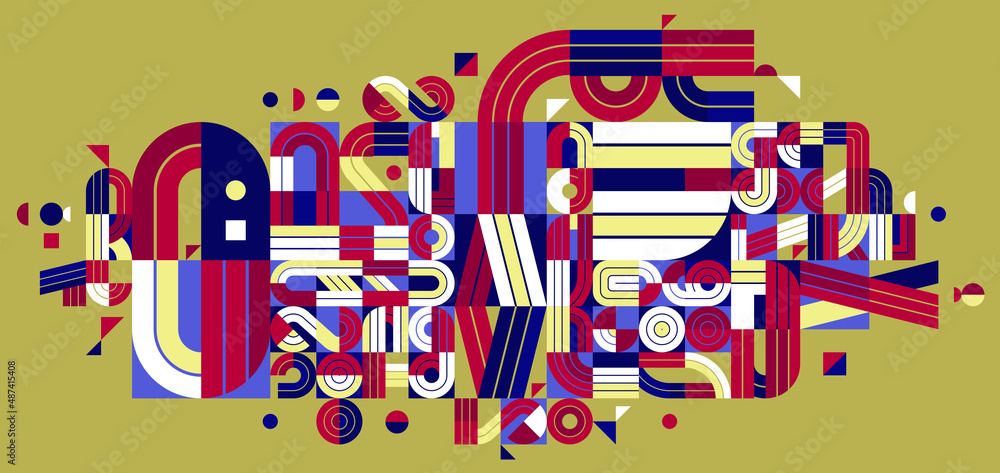 Abstract modern vector trendy design, geometric shapes stylish composition, modular pattern artistic illustration, typography letters elements used.