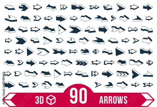 3D vector arrows big set, s...
