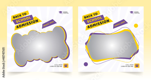 School admission square banner. Suitable for educational banner and social media post template