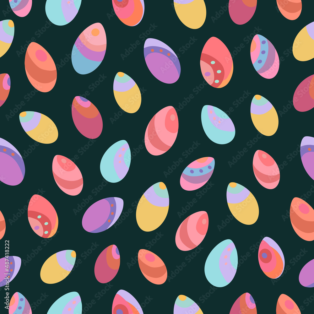 Seamless vector pattern of Easter eggs. Holiday background for greeting card, website, printing on fabric, gift wrap, postcard and wallpapers. Easter background. Seamless vector pattern of Easter eggs. Holiday background for greeting card, website, printing on fabric, gift wrap, postcard and wallpapers. Easter background.