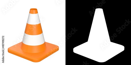 3D rendering illustration of a traffic cone photo