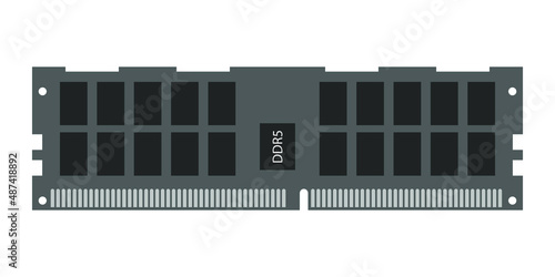 Computer memory, ram, computer accessories. DDR5 memory module card. Vector illustration isolated on white background. EPS 10