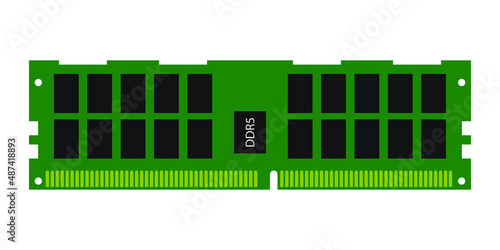 Computer memory, ram, computer accessories. DDR5 memory module card. Vector illustration isolated on white background. EPS 10