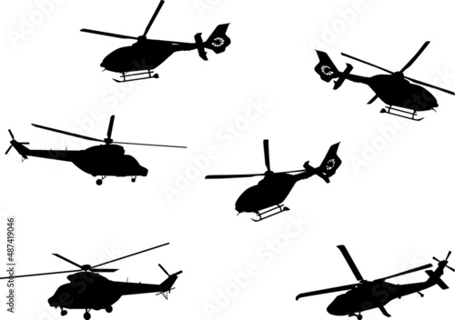 Fototapeta Naklejka Na Ścianę i Meble -  helicopters silhouette