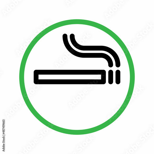 Smoking area line icon. Cigarette with smoke sign. Editable stroke. Vector graphics 