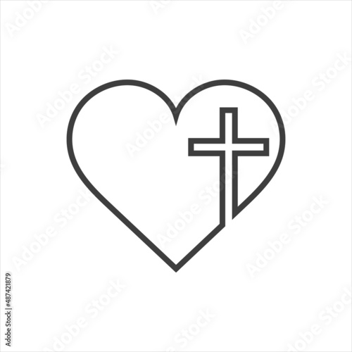 Free Download Christian cross icon in the heart inside. Black christian cross sign isolated on light background. Vector illustration. Christian symbol - GFXLoad