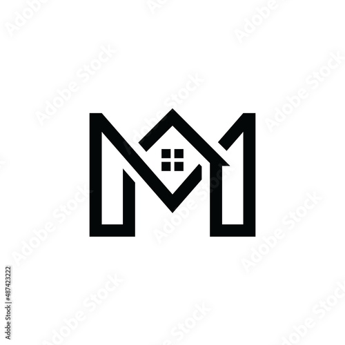 Initial letter M construction logo design concept