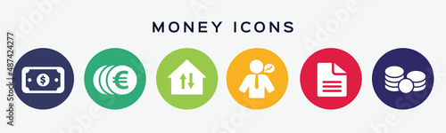 Set of flat money icon.