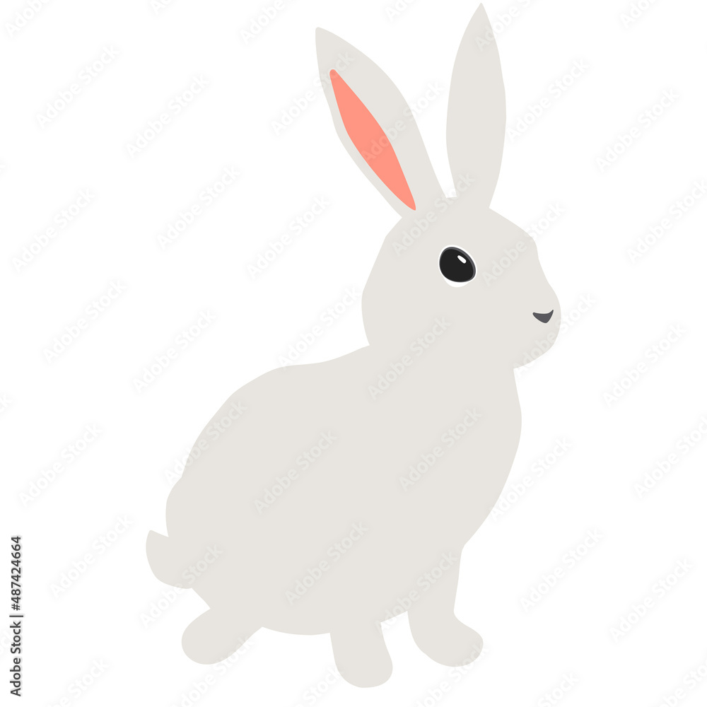 Obraz premium Hare on white background. Bunny for Easter card. Vector illustration
