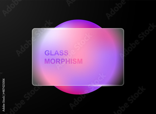 Transparent plastic card in glassmorphism style futuristic colorful vector illustration.