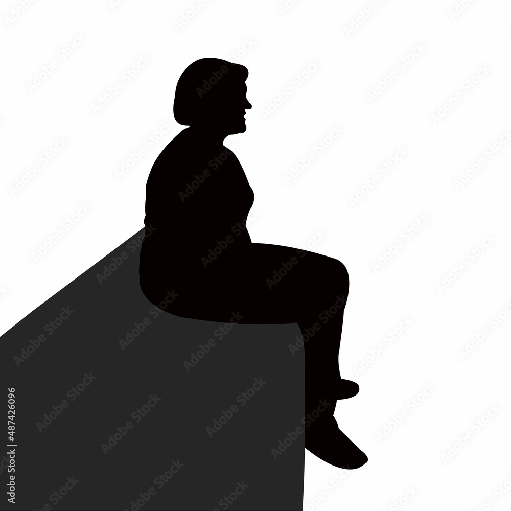 a woman sitting , body silhouette vector
